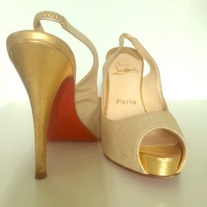 Christian Louboutin Slingback Peep-Toe Heels